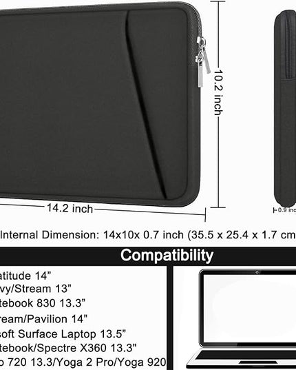 Askuko Laptop Sleeve 14 inch, Durable Carrying Bag Shockproof Protective Case Cover, Handbags Briefcase Laptop Bag Compatible with 14" MacBook Air/Pro HP Asus Lenovo Notebook Computer, Grey