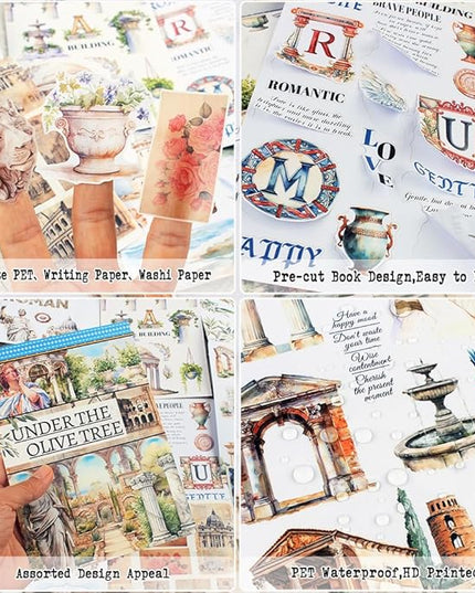 Dwpetzo Vintage Ancient Greece Mythology History Stickers Scenery Book, 20 Sheets Pre-Cut Junk Journaling Artistic Stickers for Scrapbooking, Albumn, Bujo, Scrap Book, DIY Craft Art Decor