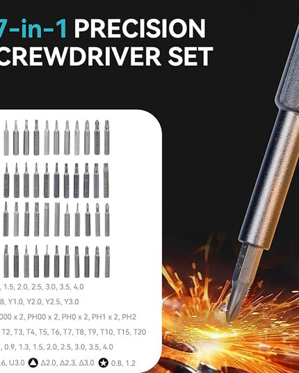 Deli 57-in-1 Precision Screwdriver Sets Magnetic Mini Repair Tool Kit for Home, DIY, Computer, Controller, Glasses, Drone, Watch, Phone, Pad, Switch, PS5, XBOX, Macbook, Electronic. Gift for man.