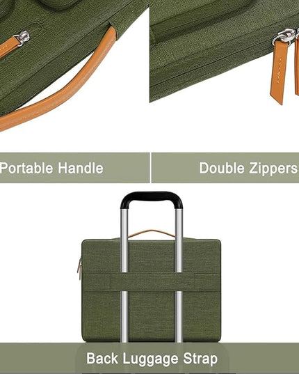 MOSISO 360 Protective Laptop Case 13 inch, 13 inch Laptop Sleeve Compatible with MacBook Air M4 M3 M2 M1 2025-2018/Pro M2 M1 2025-2016, Side Open Carrying Case with 4 Zipper Pockets&Handle,Olive Green