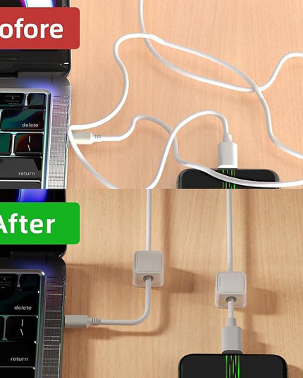 12 Pack Magnetic Cord Organizer Holder,Strong Adhesive Desk Cable Management Easy Open,Organize Phone Charging Cords Wire Holder Organizer Neatly for Home,Office,Car,Desk,Nightstand-White