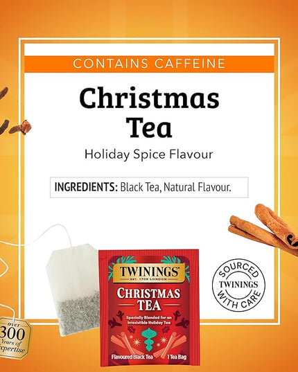 Twinings Christmas Black Tea Individually Wrapped Bags, 20 Count (Pack of 2), Aromatic Cinnamon & Clove, Caffeinated, Enjoy Hot or Iced, 20 Teabags