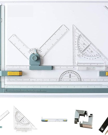 Frylr Inch A3 Drawing Board Drafting Table Multifunctional Drawing Board Table with Clear Rule Parallel Motion and Angle Adjustable Measuring System