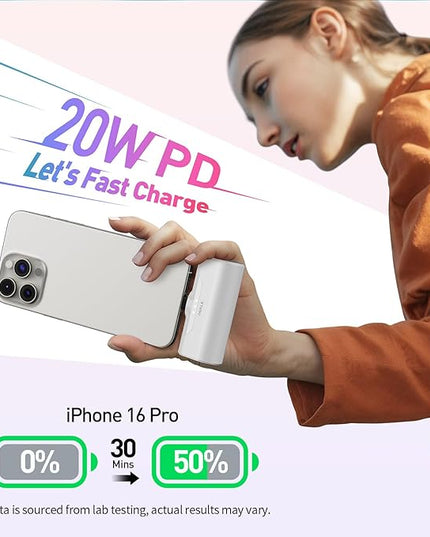 iWALK Portable Charger for iPhone 17/16/15 USB-C Small Power Bank 20W 4,500mAh Fast Charging Battery Pack Compatible with iPhone 15/16/16/17 Plus/17 Pro/17 Pro Max, Samsung Galaxy S25/S24/S23 Android