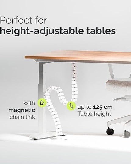 VALU Cable Management Spine – 49 Inch Cable Organizer for Standing & Fixed Desks – Sturdy & Flexible with Magnetic Link – Cord Management System Under Desk with Steel Base & Non-Slip Pads