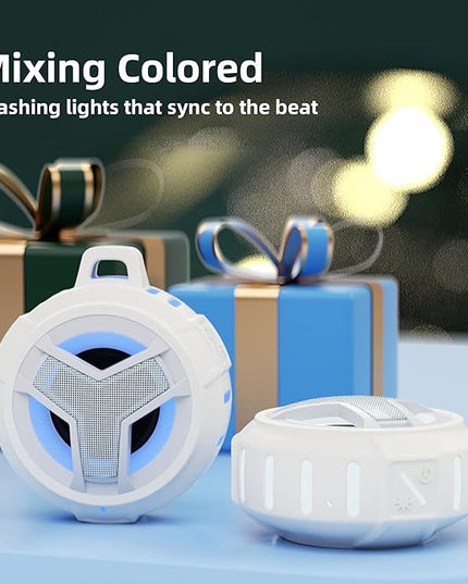 EBODA Bluetooth Shower Speaker, IPX7 Waterproof Portable Wireless Small Speakers, Floating, 2000mAh with Light for Home, Pool, Beach, Boat, Kayak Accessories, Gifts for Men, Women - White