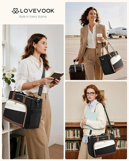 LOVEVOOK Teacher Tote Bag, Laptop Bag for Women with Accordion File Organizer, Nurse Work Bag for Office & Business Supplies