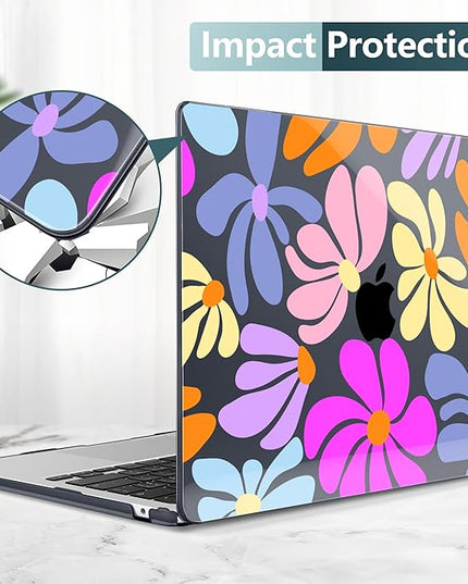 DONGKE for M4 MacBook Air 13.6 Inch Case 2025 2024 2023 2022 Model A3240 A3113 A2681 M3 M2 Chip, Plastic Hard Shell Case Cover with Touch ID for MacBook Air 13 Inch M4 - Retro Flowers