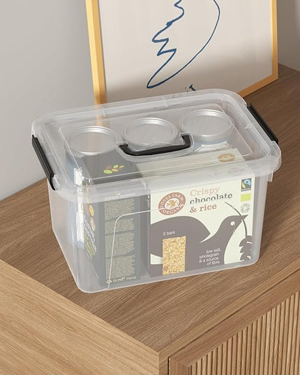 10 Quart Plastic Storage Bins with Lids and Handle, 4 Packs Clear Latching Box