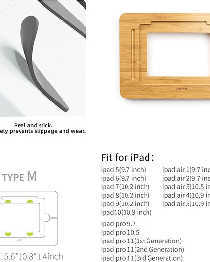 Bamboo Tablet Drawing Stand - Portable & Adjustable 5 Angles,Laptop Stands Riser, Book Reading Stand,Compatible with 9.7/10.2/10.5/10.9/11 inches