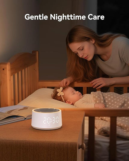 Dreamegg Sound Machine with Nursery Lamp - Sound Machine Baby, Soothing Sounds, Timer, Memory Function, 10 Colour Night Light, White Noise Machine Alarm Clock for Newborn Baby Registry Gift, White