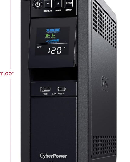 CyberPower CP1500PFCLCD PFC Sinewave UPS Battery Backup and Surge Protector, 1500VA/1000W, 12 Outlets, AVR, Mini Tower; UL Certified