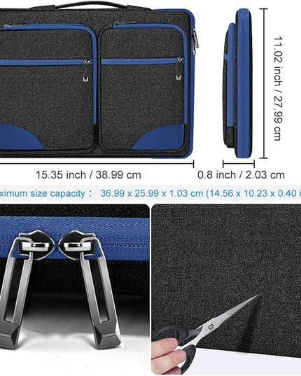 Hseok Laptop Case 15 15.6 16 inch Sleeve with Handle and Hidden Strap,Compatible with MacBook Pro 15.4 16, 360° Protective PC Briefcase with 4 Pockets for Laptop Accessory,Easy to Carrying, Blue