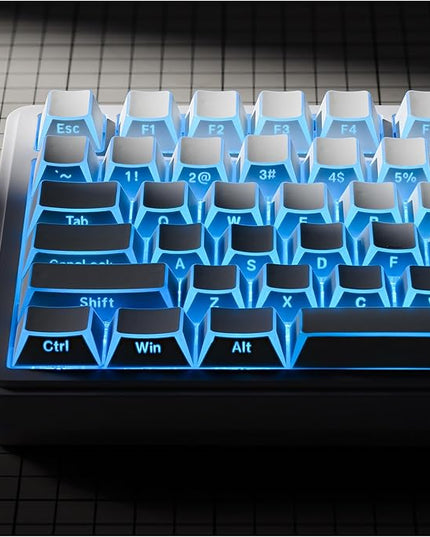 XVX White Shine Through Keycaps, PBT Keyboard Keycaps Cherry Profile, Custom Side Printed Keycap Sets Suitable for 60% 65% 75% 80% 100% Mechanical Keyboard
