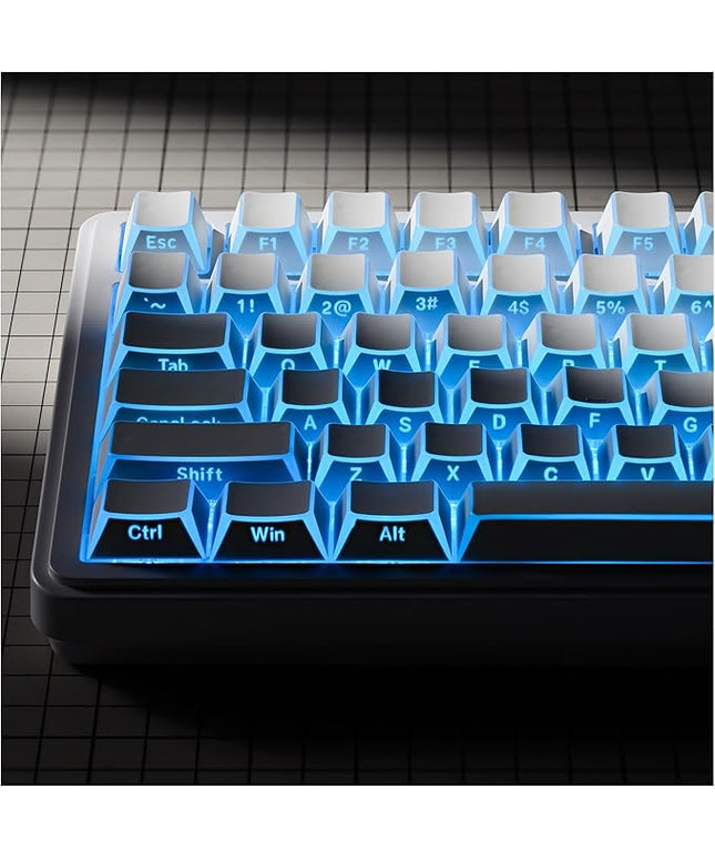 XVX White Shine Through Keycaps, PBT Keyboard Keycaps Cherry Profile, Custom Side Printed Keycap Sets Suitable for 60% 65% 75% 80% 100% Mechanical Keyboard
