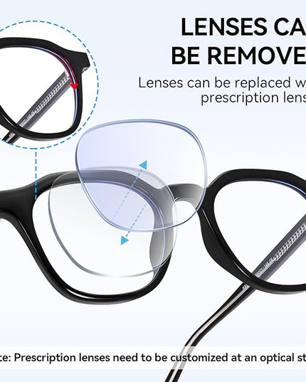 Dollger Blue Light Blocking Glasses For Woman Men Thick-Framed Square Non-Prescription, For Computer,Gaming, Phone Use