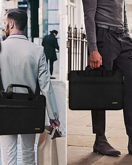 Hseok Laptop Shoulder Bag 15 15.6 16 Inch Briefcase, Compatible MacBook Pro 16 inch 2025-2019 M4 M3 M2 M1, Mac 15.4", XPS 15 and Most 15-16 inch Notebooks, Spill-Resistant Handbag, Black