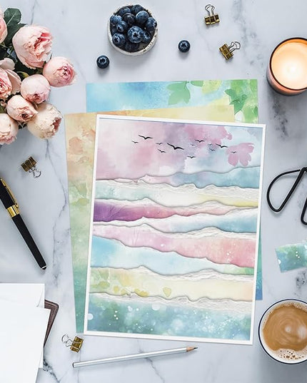 Tlenpo Watercolor Stationery Paper, 8.5 x 11In, 88 Sheets Double-Sided for Business or Personal Use - Decorative Scrapbook Writing Letters and Invitations, 100gsm