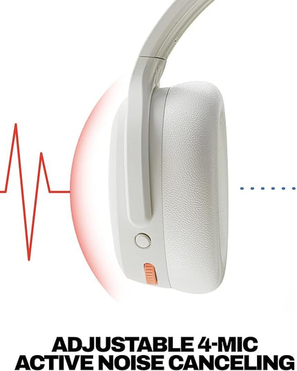 Skullcandy Crusher ANC 2 Wireless Over-Ear Bluetooth Headphones with Multi-Sensory Bass, Active Noise Cancelling, Up to 60 Hours Battery, Microphone for iPhone Android - Bone