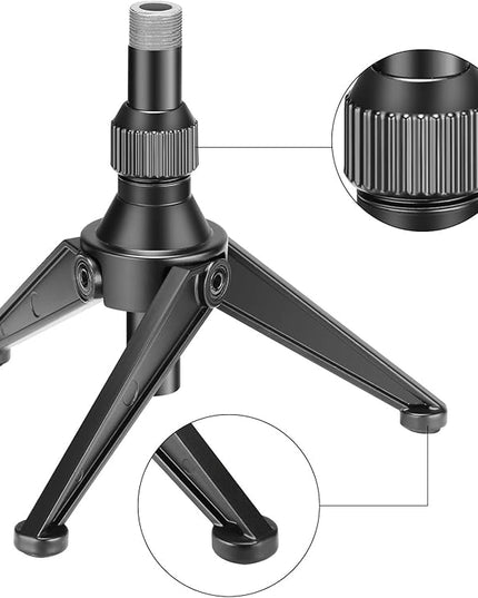 Neewer Foldable Iron Mini Desktop Microphone Tripod Stand, Adjustable Height 4.9-7.5 inches/12.5-19 centimeters for Lectures, Podcasts, Online Chat, Meeting, Screencasts and More (NW-050)