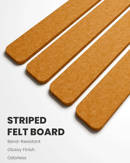 Fluxynara Cork Board Alternative Felt Strip Board 8-Pack 13"x2", Office Pin Board with 50 Push Pins, Adhesive Install for Bedroom Door & Home Office(Sunset Yellow)