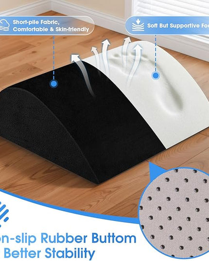 Foot Rest for Under Desk at Work - Non-Slip Foot Stool with 3 Adjustable Heights, Ergonomic Under Desk Footrest with Washable Cover for Desk, Home, Office, Car (Black)