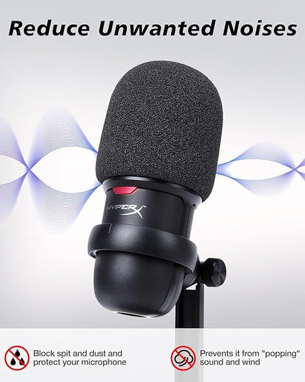 SoloCast Microphone Pop Filter Windscreen - Noise Reduction Gaming Mic Foam Covers, Mic Foam Cover Pop Filter Compatible with HyperX SoloCast White by SUNMON