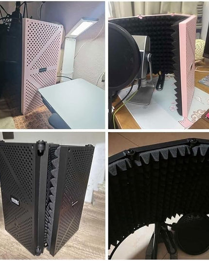 Portable Desktop Soundproof Cover,Microphone Soundproofing Acoustic Foam Panel,Self Made Sound Booth Box,Home Recording Equipment,for Music Practice Room(Blue)