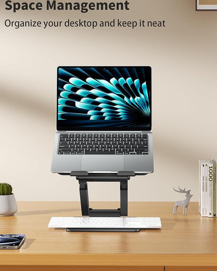 tounee Laptop Stand for Desk Adjustable Height, Telescopic Computer Stand with Pull Out Design Ergonomic Laptop Riser Fits All Laptops 10-17"-Black