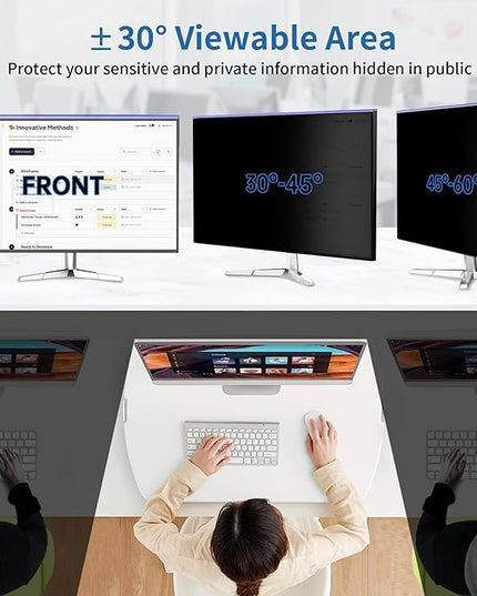 DEJIMAX 24 Inch Computer Privacy Screen for 16:9 Monitor, Anti-Blue Light Monitor Privacy Screen Filter, Anti-UV Computer Hanging Shield, Universal 23.6'', 23.8'', 24''