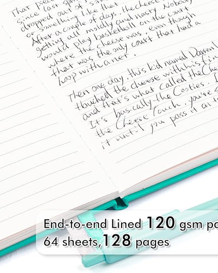 feela 12 Pack Notebooks Journals Bulk, Hardcover Notebook Classic Ruled Lined Journals with Pen Holder for Women Girls School Business Supplies, with 12 Black Pens, 120 GSM, 5.1”x8.3”, A5, Aqua
