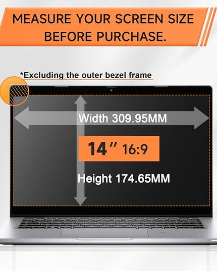 360° Privacy Screen for Laptop 14 Inch 16:9, 4 Way Computer Monitor Privacy Shield, Anti Glare Blue Light Filter Compatible with Lenovo Hp Dell Acer Asus Thinkpad Envy Xps