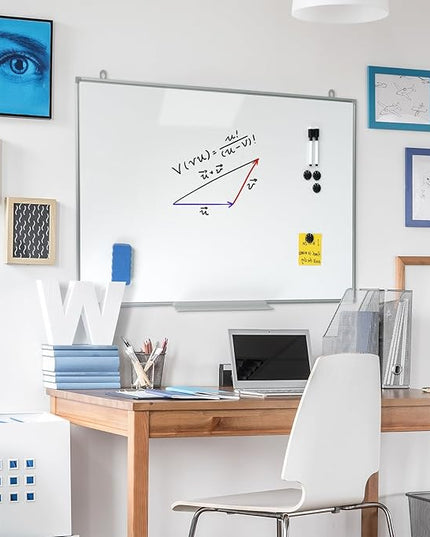 Magnetic Writeboard 24X36 Dry Erase Board Hanging & Wall Mounted Whiteboard S Aluminium Frame Message Boards for Home, School, Office, Kitchen