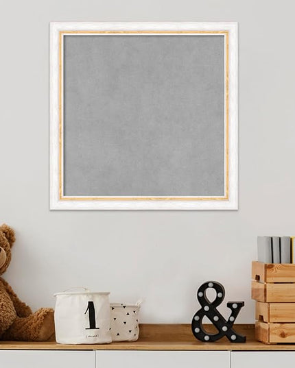 Amanti Art White Framed Magnetic Board 18x18 Small Vision Board for use with Magnets, 100% Metal Sheet to Display Items as Office Decor or for Home Organization in mudroom, Kitchen or Kids Room