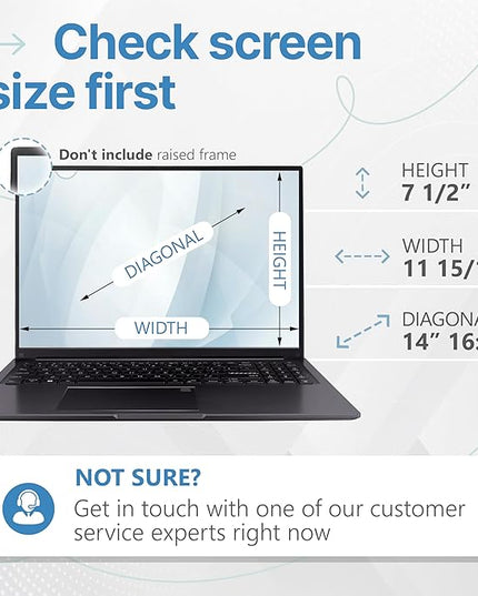 VINTEZ 14 Inch 16:10 Privacy Screen for Computer Monitor and Laptop - Anti Glare Protector Film Blue Light Filter Eye Protection - Computer Screen Privacy Shield, [1 Pack]