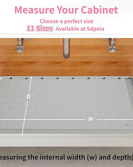 Sdpeia Under Sink Mat 31"×22" Waterproof Silicone Cabinet Liner & Sink Protector for Kitchen & Bathroom, Multi-Purpose Organizers Tray for Pets, Laundry, Cat Litter Mat