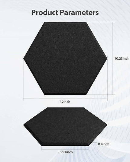 12 Pack Acoustic Panels Self Adhesive Sound Proof Foam, High Density Sound Acoustic Foam Panel, 12X10.23X0.4 Inch Hexagon Wall Panels in Home,Office,Reccording Room,Studio(Black)