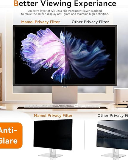 [5-Pack] 25 Inch Computer Privacy Screen for 16:9 Widescreen Monitor, Anti Glare Anti-UV Eye Protection Desktop PC LED Monitor Filter, Removable Anti-Scratch Screen Film 25in