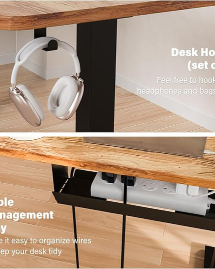 63 x 55 inch L Shaped Standing Desk, Corner Computer Desk, Electric Adjustable Height Stand Up Table, L Sit Stand Desk for Home Office Gaming, Light Rustic