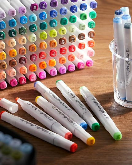 172 Colors Alcohol Based Dual Tip Art Markers, 171+1 Blender Permanent Marker Pens Plus 1 Marker Pad 1 Case Perfect for Kids Adult Artist Coloring Books Drawing Sketching and Card Making