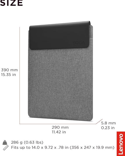Lenovo Slim Laptop Sleeve 16 Inch Notebook/Tablet - Compatible with MacBook Air/Pro - Eco-Friendly Lightweight Case with Accessory Pocket & Magnetic Closure - Grey