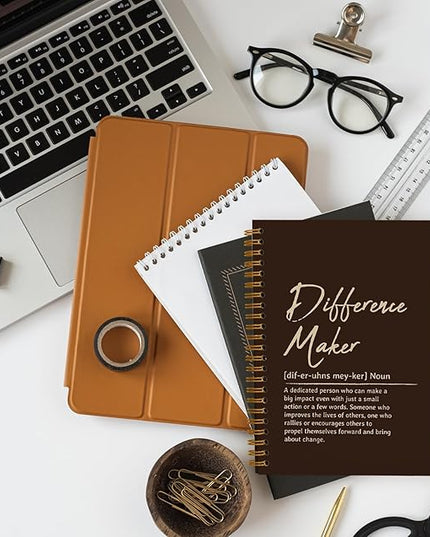 OXW Difference Maker Appreciation Gift, Meeting Notebook for Work, Thank You Gifts for Leader Mentor Manager Boss, Office Supplies Social Worker Notebook, Coffee Hardcover Spiral Notebook 5.5 x 8.3