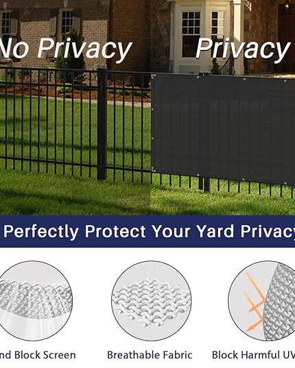 Windscreen4less Privacy Fence Screen Heavy Duty Windscreen Fencing Mesh Fabric Shade Net Cover with Brass Grommtes for Outdoor Wall Garden Yard Pool Deck, 6'x139' Black