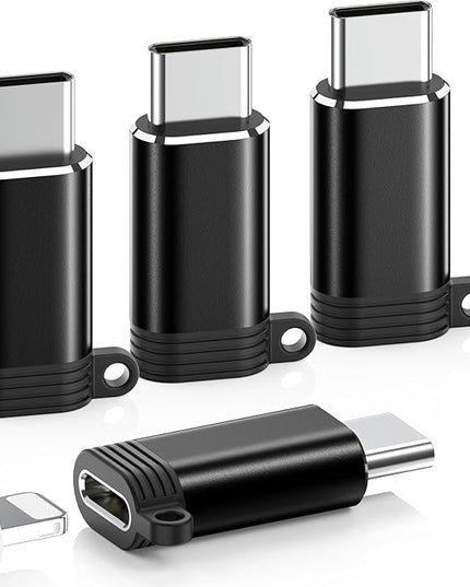 Lightning to USB C Adapter 4 Pack, Fast Charging & Data Sync for iPhone 15/16/17 Pro/Pro Max, Charger Adapter Accessory (Not for Audio/OTG)-Black