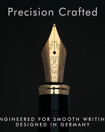 Wordsworth & Black Majesti Fountain Pen-(Black), Luxury Case, Gold Finish; 18K Gilded Medium Nib- Ink Cartridges, Refillable Ink Converter-Calligraphy Pen-Best Business Gift Set for Men & Women