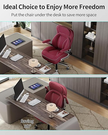 Big and Tall Office Chair, 600lbs Heavy Duty Desk Chair with 5D Arms, Adjustable Lumbar Support & Height, Tilt Function, Fabric High Back Ergonomic Executive Computer Chair with 3'' Casters