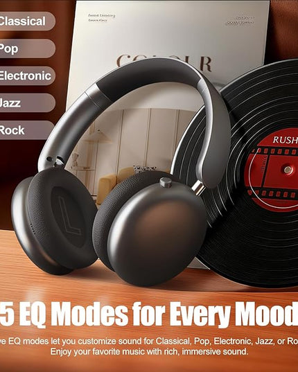Wentronic Y06 Noise Cancelling Headphones,58H Playtime and 5 EQ Music Modes Wireless Over Ear Bluetooth Headphones with Microphone,Lossless Audio,Multipoint Connection,Foldable,Lightweight,Space Grey
