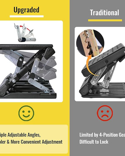 Foot Rest for Under Desk at Work Enlarged, Ergonomic Footrest with Adjustable Height and Angle, Foldable Foot Stool with Removable Pad Massage Beads for Office Gaming Chair Gray