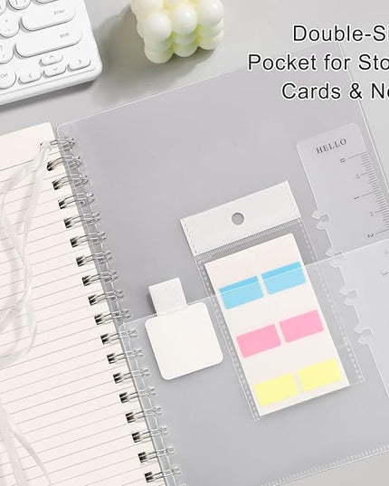 EMSHOI Lined Spiral Journal Notebook, A5 College Ruled Notebook, 300 Pages/150 Sheets, 100gsm Acid-Free Paper, Waterproof Softcover Notebook for School, Work, Note Taking, 5.7" × 8.22" - Transparent