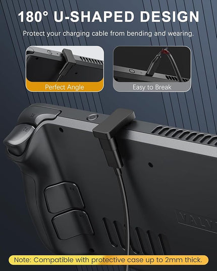 MoKo 180 USB-C Adapter 2-Pack, U-Shape, PD 100W Fast Charging, 4K Video, Angled for Steam Deck, Switch, Laptop, Tablet, Phone